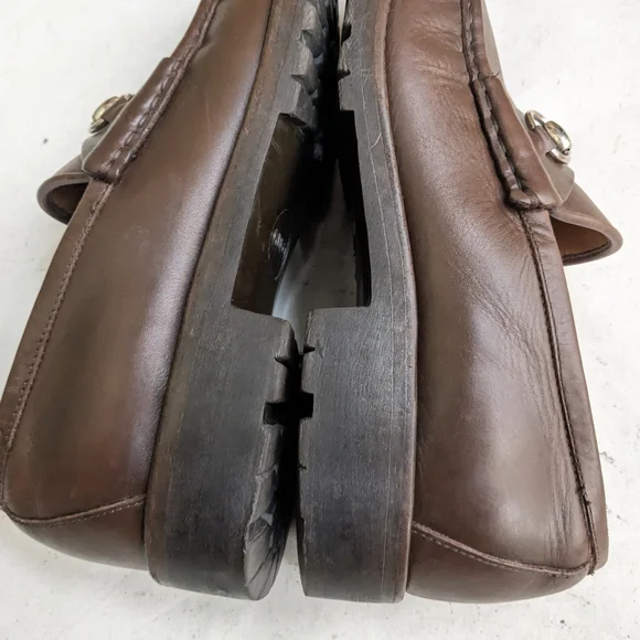 Gucci Horsebit Loafers Brown Leather Men 8 D Rubber - Picture 7 of 16